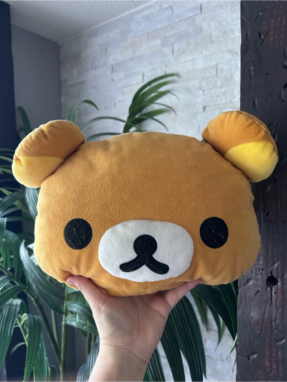 San-X Rilakumma Plush Bear Head 10” x 8” Pillow